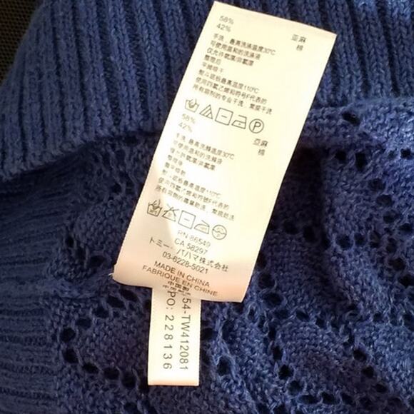 Tommy Bahama Open Knit Blue Linen Cotton Pullover Sweater | Size S - Picture 7 of 7